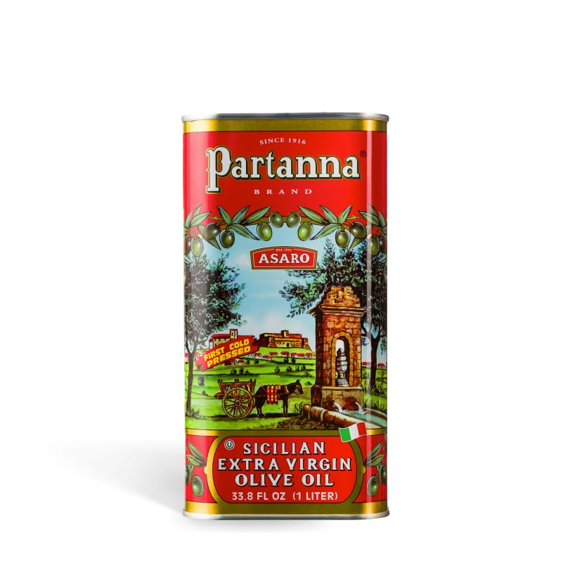 Partanna Robust Extra Virgin Olive Oil - Premium Castelvetrano Oil - Harvested in Sicily - Pure Authentic Italian - Monovarietal - Rich in Flavor - First Cold Pressed - 101oz (3 liter) Tin