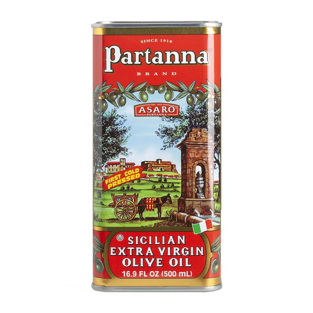 Partanna Robust Extra Virgin Olive Oil - Premium Castelvetrano Oil - Harvested in Sicily - Pure Authentic Italian - Monovarietal - Rich in Flavor - First Cold Pressed - 101oz (3 liter) Tin