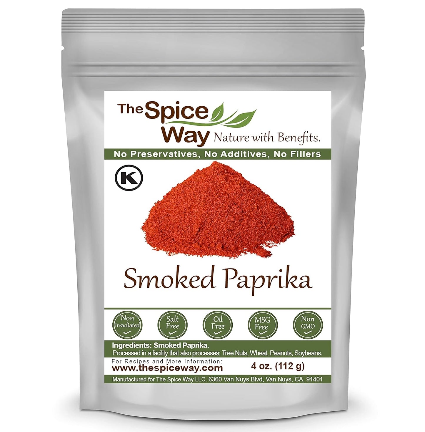 The Spice Way Smoked Paprika - pure, no additives, Non-GMO, no preservatives, no fillers. Authentically smoked with herbs.4 oz resealable bag