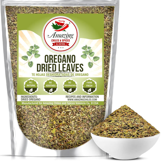 Dried Oregano Leaves, 4 oz, Fresh Dry Herb for Cooking and Baking, All Natural and Farm Fresh, No Preservatives, Traditional Mediterranean by Amazing Chiles & Spices