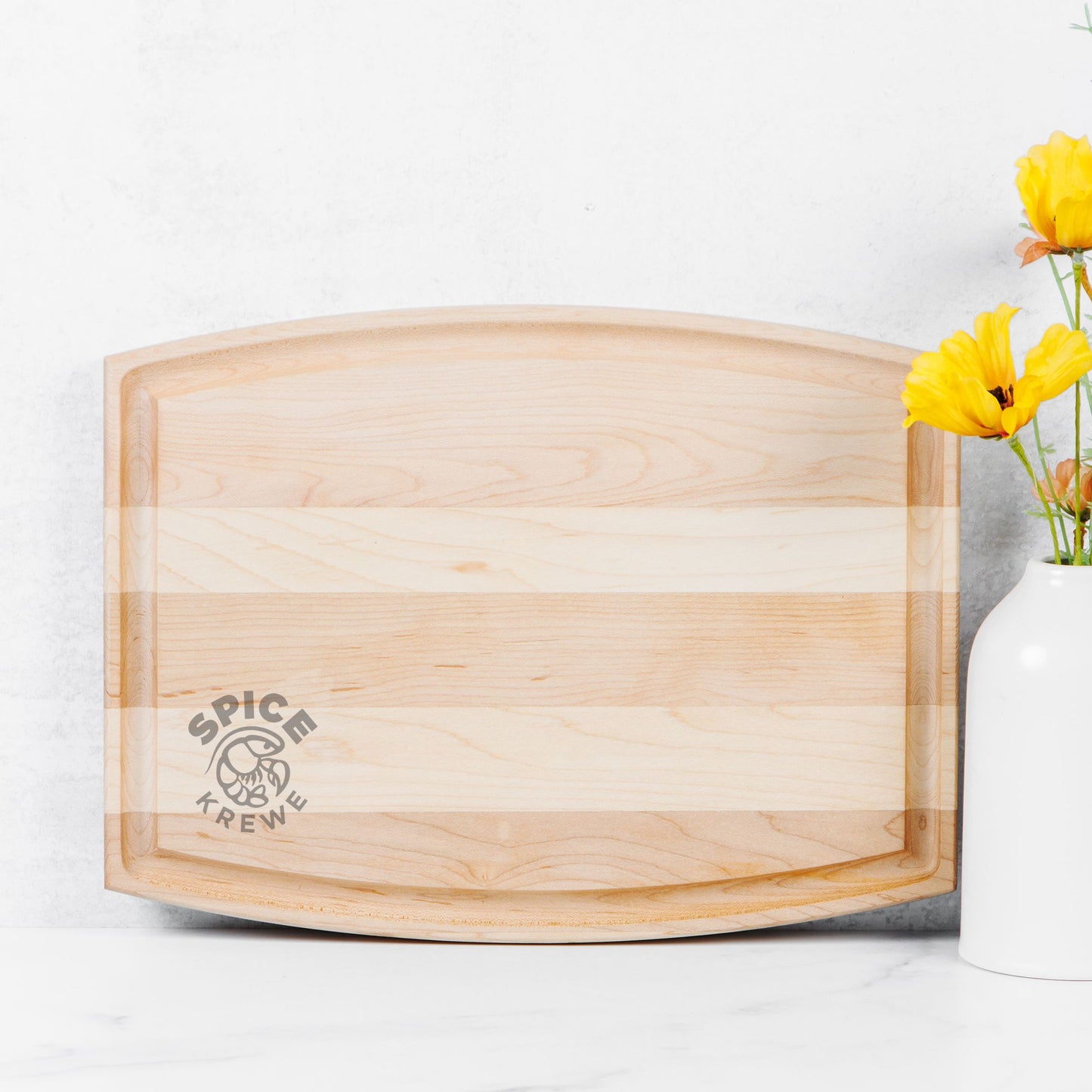 Arched Wood Cutting Board with Groove - 12" x 9"